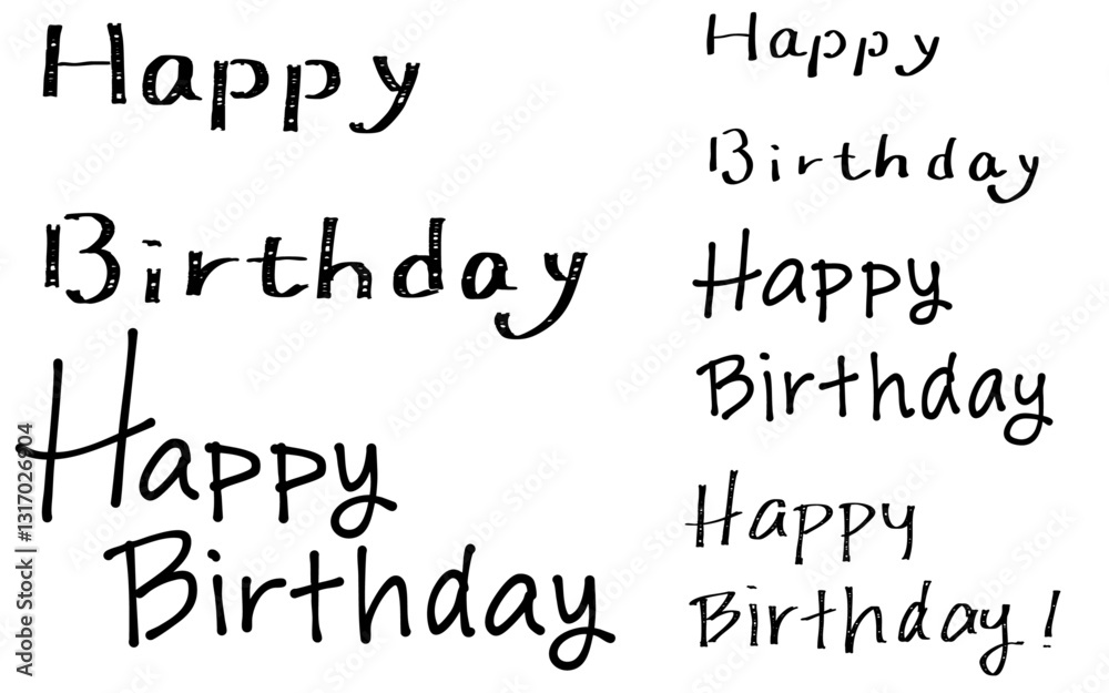 「お誕生日おめでとう」の手書き文字セット。 「お誕生日おめでとう」の手書き文字セット。