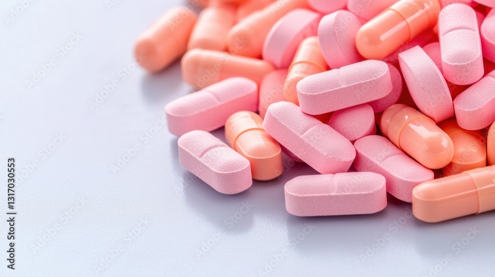 Diarrhea Concept, Pile of Small Colorful Pill Bottles on White Surface for Pharmaceutical and Health Themes Diarrhea Concept, Pile of Small Colorful Pill Bottles on White Surface for Pharmaceutical and Health Themes