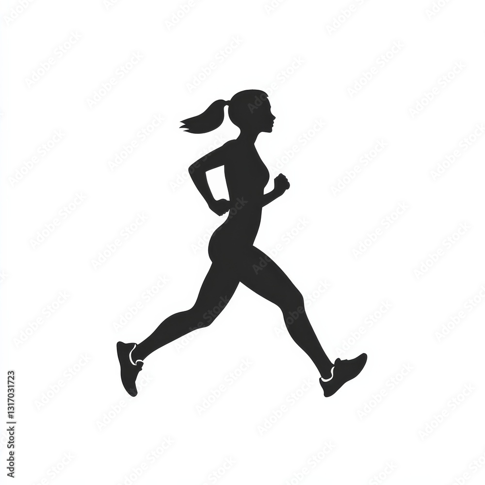 Silhouette of a Woman Running: A Symbol of Fitness, Health, and Determination, Captured in Motion for Inspiration and Motivation. Silhouette of a Woman Running: A Symbol of Fitness, Health, and Determination, Captured in Motion for Inspiration and Motivation.