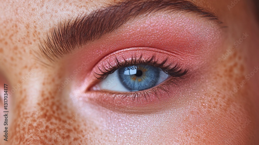 Obraz premium Closeup Woman Eye Makeup Freckles