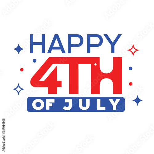 Happy 4th of July Typography and Text Vector Art Illustration for Independence Day