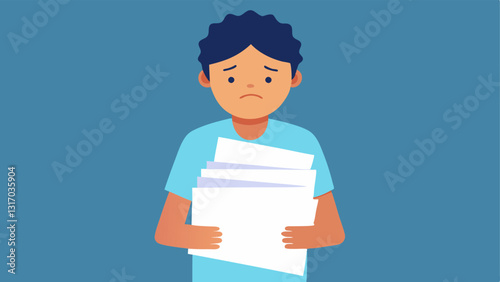 Rejection Fatigue A young individual holding a stack of rejection letters and looking dejected showing the emotional toll of repeated job application failures.