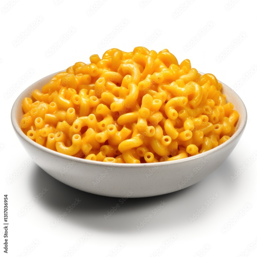 American macaroni and cheese on a plate isolated on white background