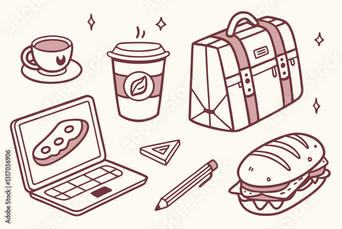 A set of cute hand-drawn doodle icons in a playful and sketchy style, perfect for stickers, digital designs, and branding. Created with generative AI