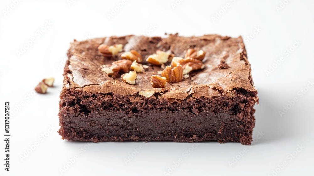Delectable Slice of Chocolate Brownie Adorned with Nuts