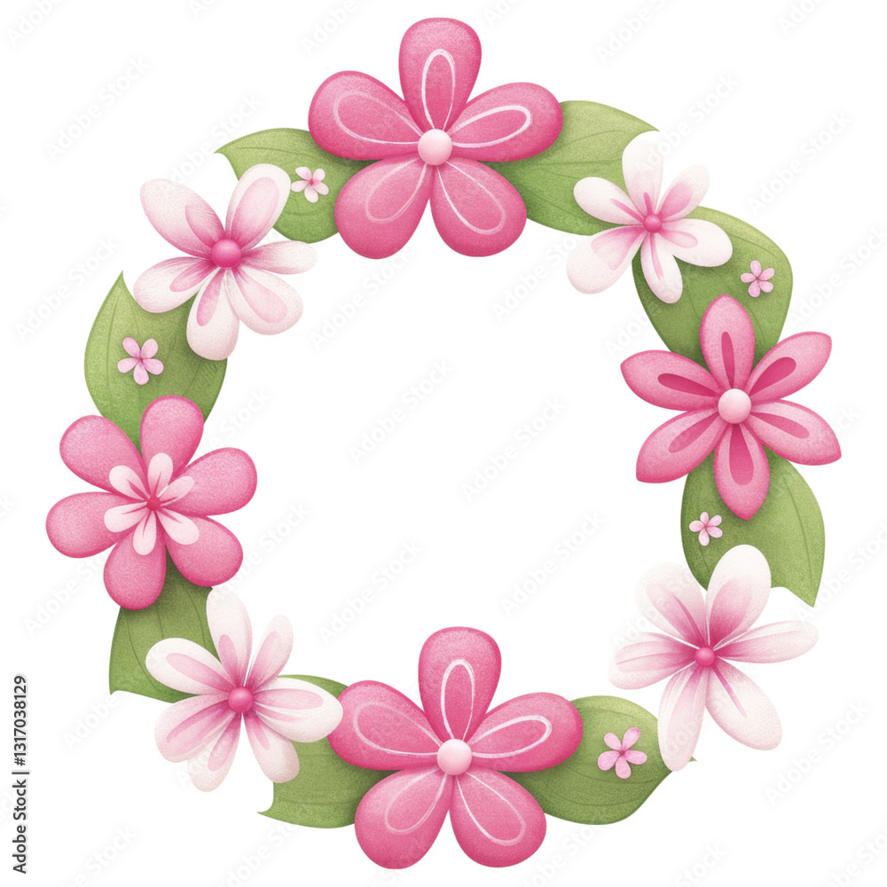 floral lei clipart with tropical flowers and green leaves in circular arrangement floral lei clipart with tropical flowers and green leaves in circular arrangement