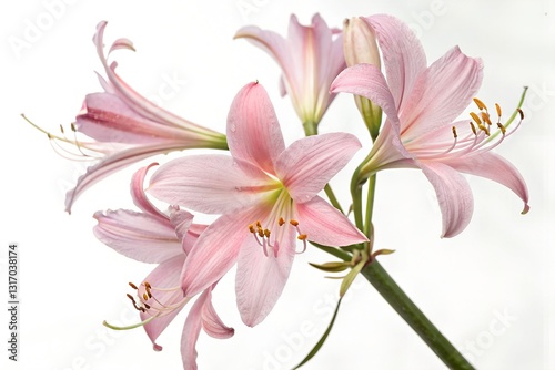 pink rock lily flower with white background