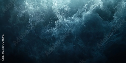 Abstract swirling blue smoke. Dark background