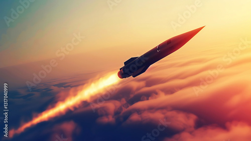 hypersonic missile in high speed flight.