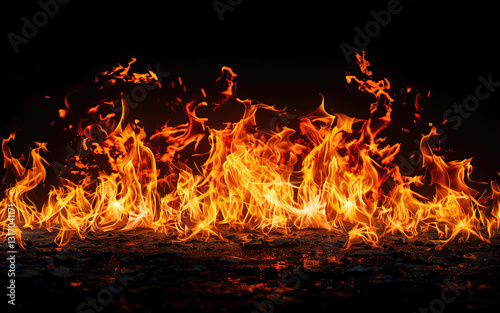 Fire flames with glowing fl...