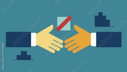 Handshake Blocked Two hands reaching out to shake but being blocked by a wall labeled Sanctions symbolizing the halt in trade agreements and partnerships.