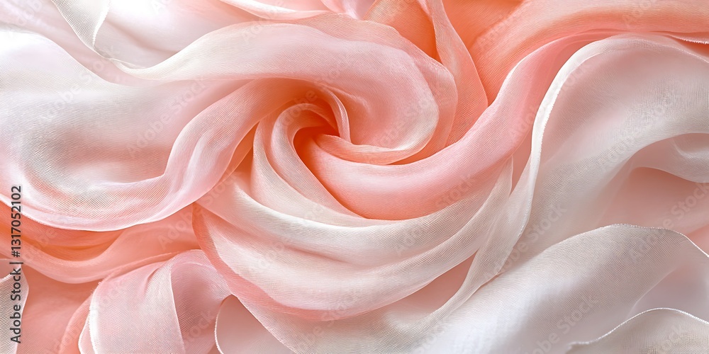 Obraz premium Peach and white silk fabric swirl