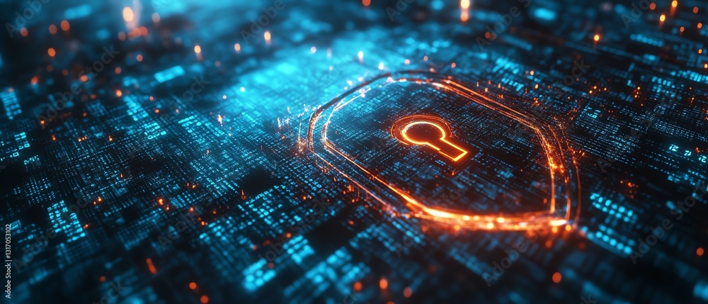 Digital lock within a glowing shield, protecting data from cyber threats, surrounded by floating binary code, visualizing robust cybersecurity, ultrasharp, Digital lock within a glowing shield, protecting data from cyber threats, surrounded by floating binary code, visualizing robust cybersecurity, ultrasharp,