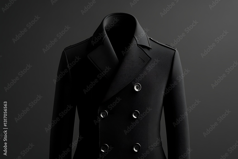 Stylish Black Double-Breasted Coat - High Fashion Photography Stylish Black Double-Breasted Coat - High Fashion Photography