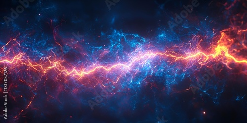 Wallpaper Mural Abstract Energy Stream with Red and Blue Lightning, Dynamic Light Effects, and Dark Background, Perfect for Sci-Fi Designs and Powerful Backgrounds, Evoking a Sense of Power Torontodigital.ca