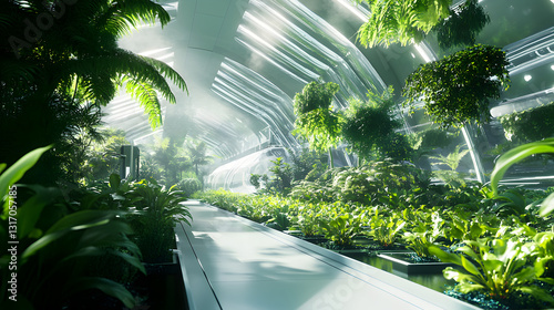 green bio farm with hydroponic plants growing in a controlled environment 