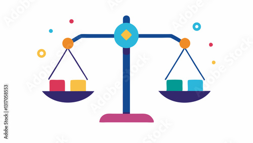 Scale of Understanding A balance scale where one side is heavily weighted with loud colorful icons representing skills and overconfidence while the other side has a few small clear