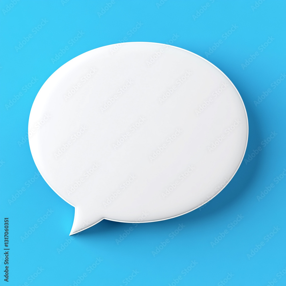 Blue paper speech bubble icons depict blank 3D chat dialog Blue paper speech bubble icons depict blank 3D chat dialog