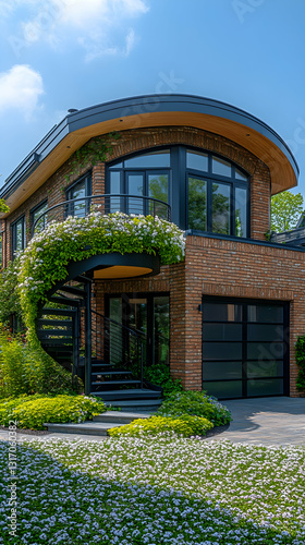 Wallpaper Mural Modern home with curved roof and spiral staircase Torontodigital.ca
