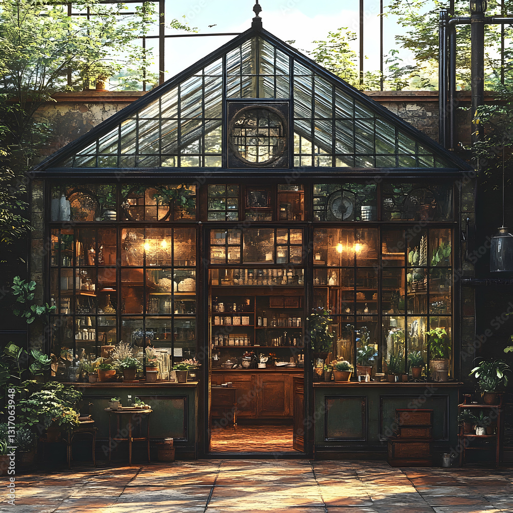 Fototapeta premium Rustic greenhouse shop