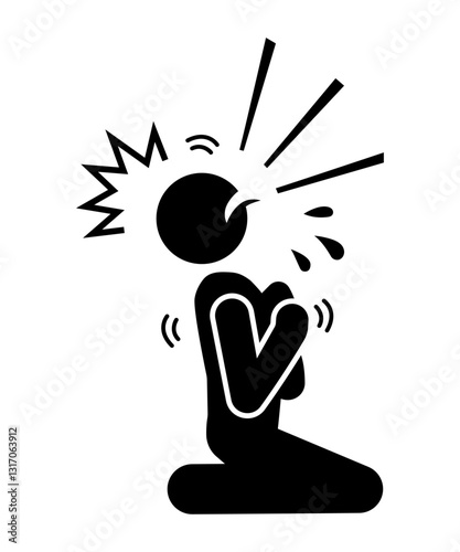 Stickman angry and frustrated. Cartoon stick figure pictogram icon.