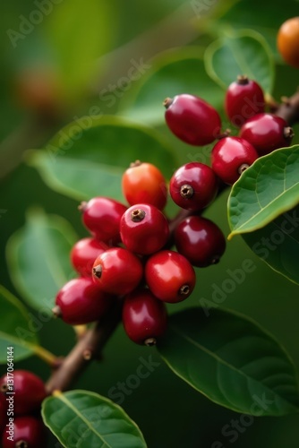 Wallpaper Mural Close up of coffee cherries being picked from bush, red, cultivation Torontodigital.ca