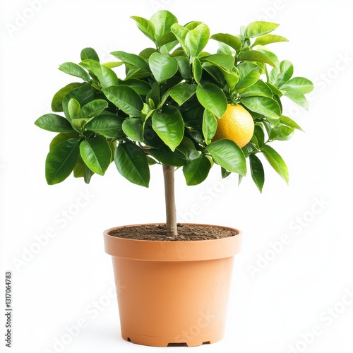 Wallpaper Mural Small Potted Lemon Tree with Ripe Fruit Against White Background Torontodigital.ca