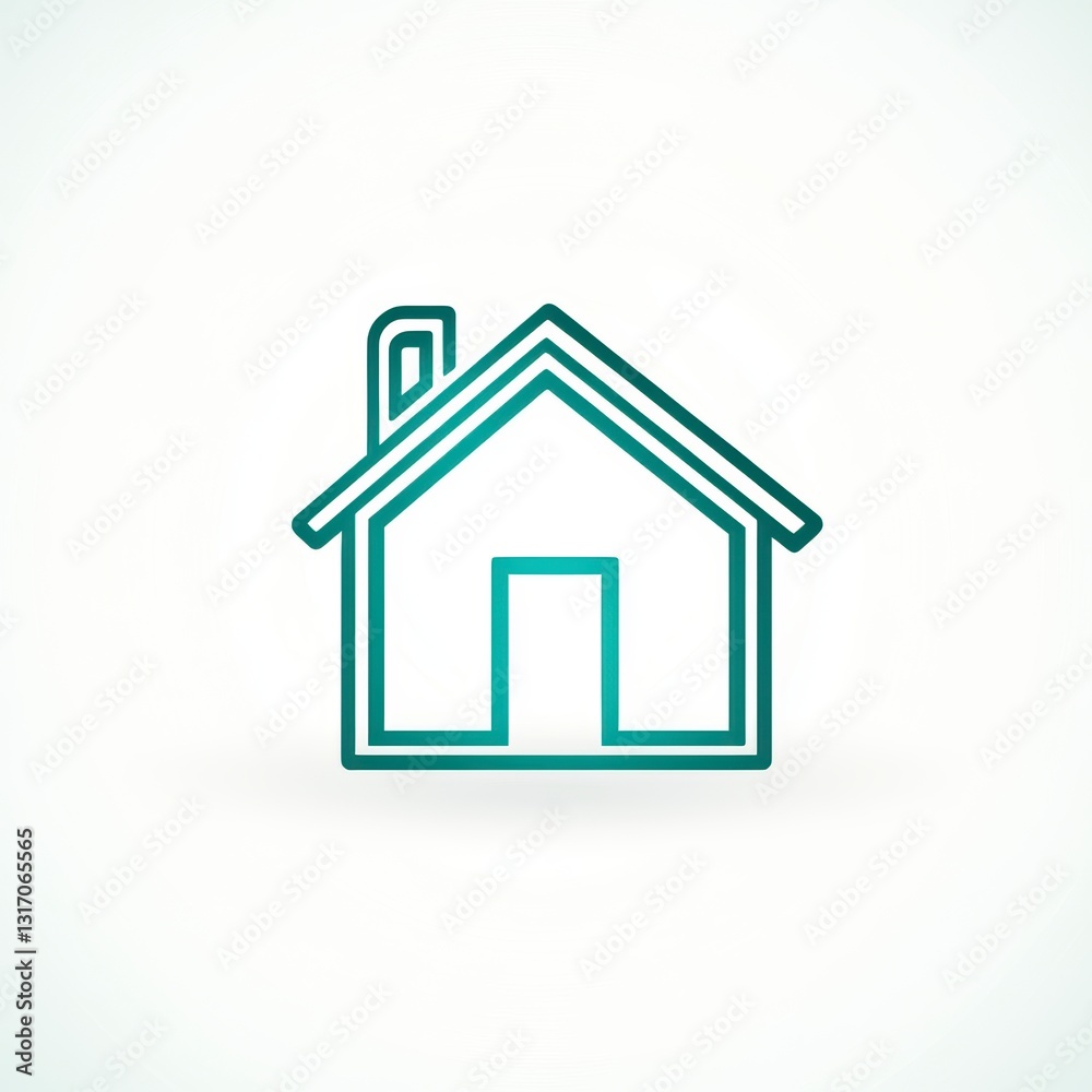 Teal Line Art House Icon Minimalist Home Symbol Digital Illustration Teal Line Art House Icon Minimalist Home Symbol Digital Illustration