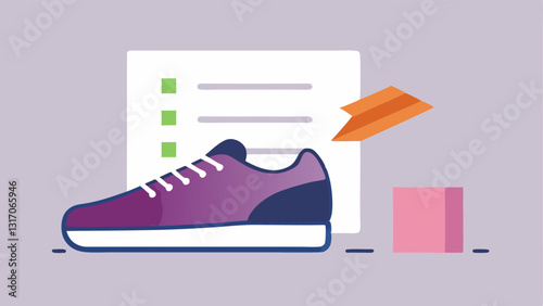 Skipped Exercise A pair of running shoes gathering dust in the corner while a task list dominates the scene showing neglected physical activity.