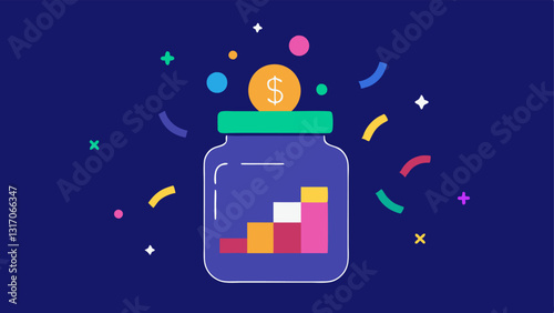 Gamified Savings Jar An imaginative digital jar that fills up with coins as users achieve their savings goals accompanied by confetti and celebratory graphics when the jar is