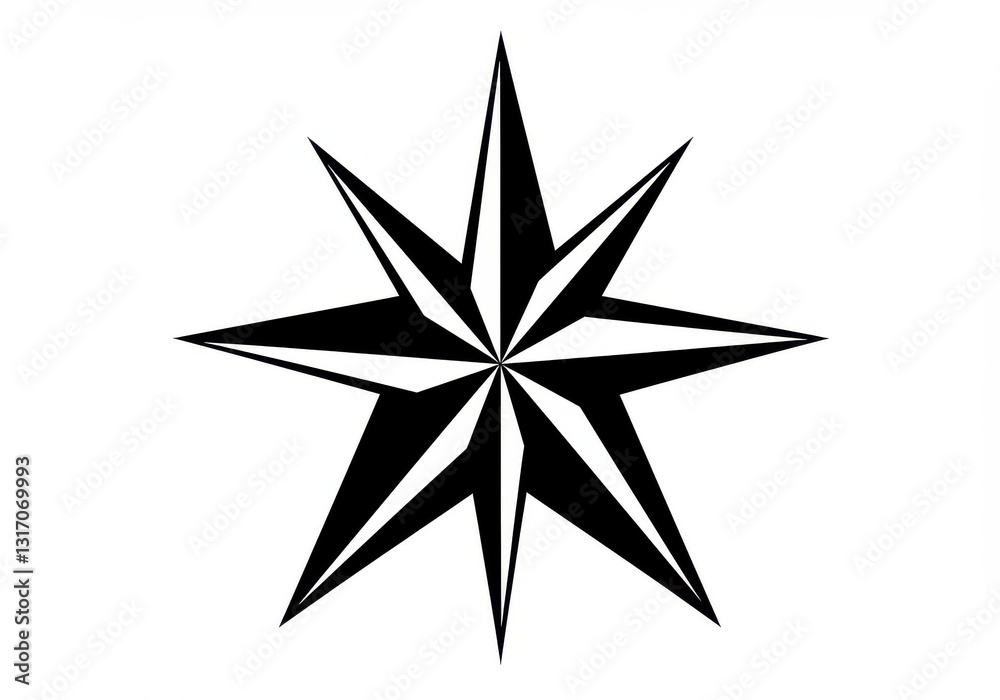 black and white star, geometric shape, sharp angles, symmetrical design, nautical star, minimalist icon, bold contrast, simple graphic black and white star, geometric shape, sharp angles, symmetrical design, nautical star, minimalist icon, bold contrast, simple graphic