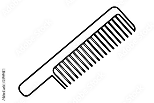 Flat Plastic Hair Comb Icon – Hair Styling Tool Vector Illustration

