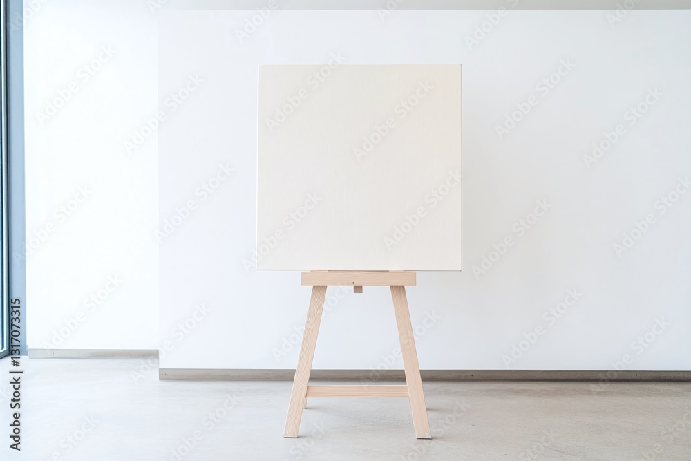 easel with blank canvas on the wall easel with blank canvas on the wall