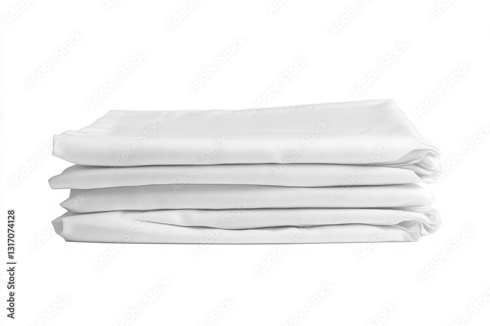 Crisp White Textiles Stacked Neatly on a Bright Background Crisp White Textiles Stacked Neatly on a Bright Background