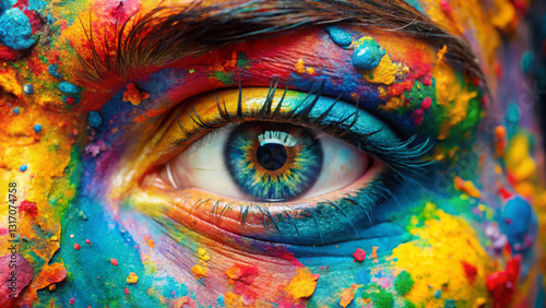 Vibrant Rainbow Eye: Abstract Pop Art Style