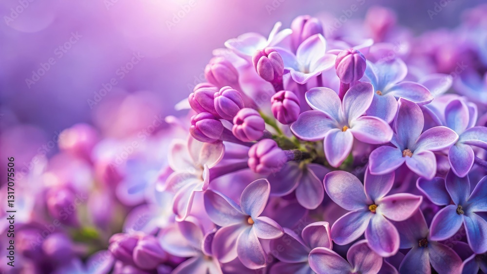 A Delicate Cluster of Purple Blossoms in Soft Sunlight A Close-Up View of Nature's Beauty A Delicate Cluster of Purple Blossoms in Soft Sunlight A Close-Up View of Nature's Beauty