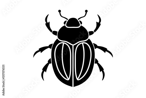 Scarab Beetle Flat Vector Icon – Wildlife & Nature Illustration