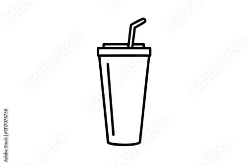 Refreshing Soda Beverage with Straw – Flat Vector Illustration