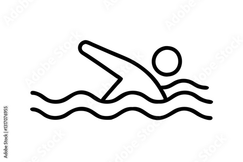  Swimming Icon | Line Art Sports Symbol | SVG Vector