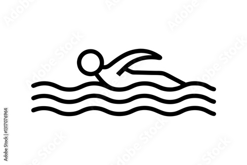  Swimming Icon | Line Art Sports Symbol | SVG Vector