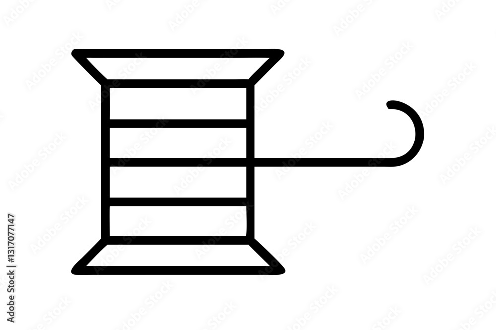 Thread and Needle for Sewing Clothes Line Art Icon Thread and Needle for Sewing Clothes Line Art Icon