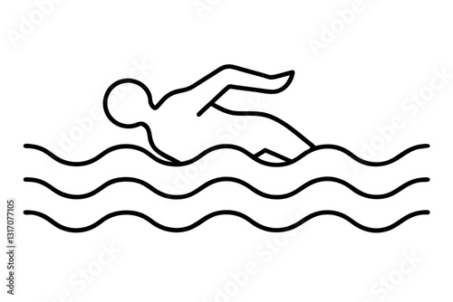  Swimming Icon | Line Art Sports Symbol | SVG Vector