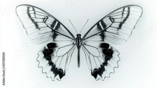 X-ray scan of butterfly with open wings nature gigapixel detail scientific concept