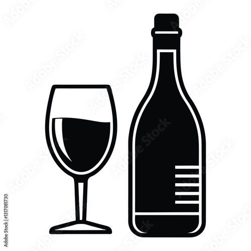 wine bottle and glass