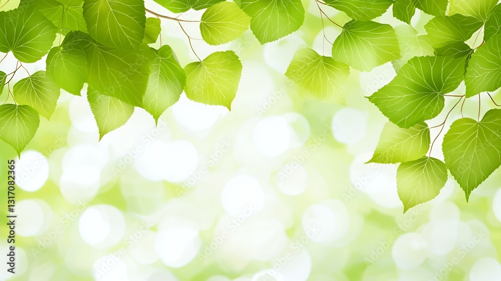Bright Green Leaves and Soft Bokeh Background Bright Green Leaves and Soft Bokeh Background