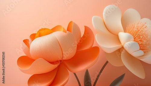 オレンジと白色の花
