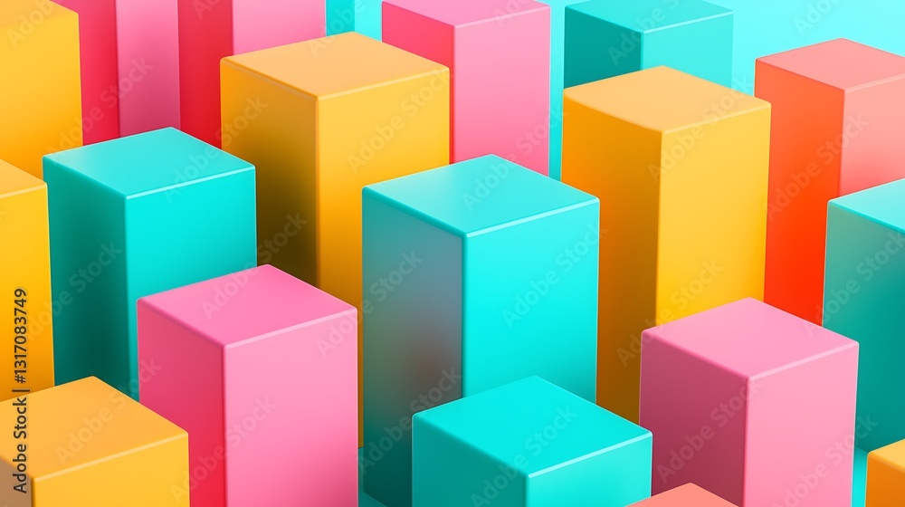 Colorful geometric blocks arranged in a vibrant, playful pattern, featuring shades of pink, blue, and yellow against a bright background. Colorful geometric blocks arranged in a vibrant, playful pattern, featuring shades of pink, blue, and yellow against a bright background.