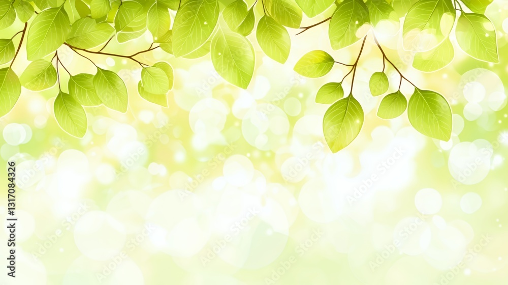 Bright Green Leaves and Soft Light Background Bright Green Leaves and Soft Light Background
