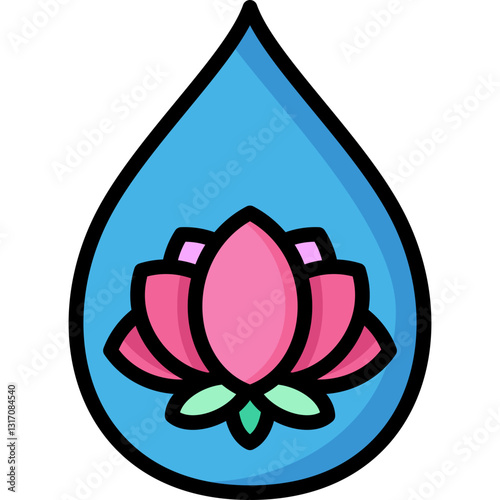 waterdrops with lotus inside icon