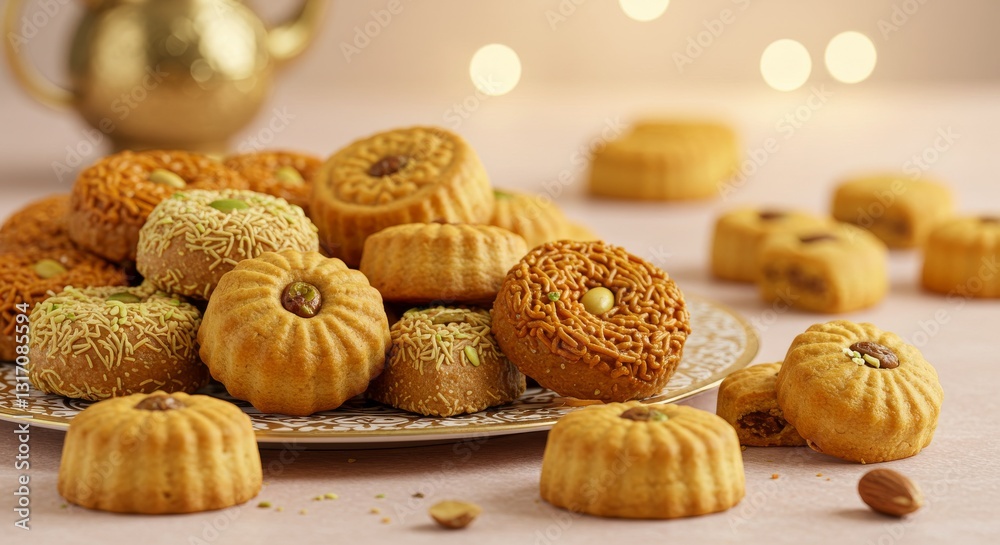 Ramadan sweets background. Cookies of El Fitr Islamic Feast Ramadan sweets background. Cookies of El Fitr Islamic Feast